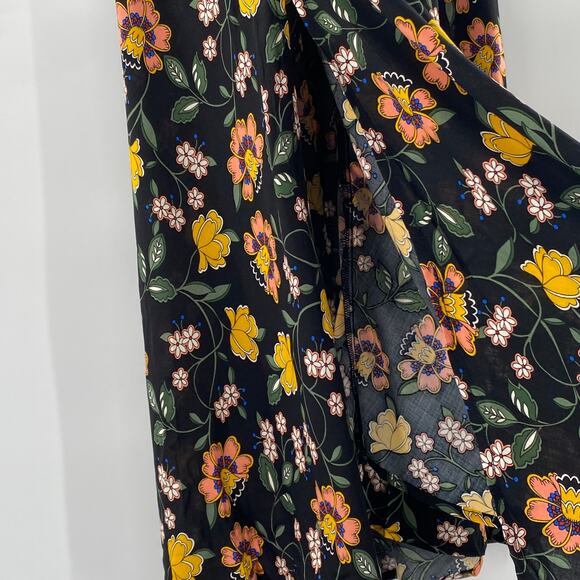 NEW T Tahari A-Line Skirt Black/Rust Floral Print Side Split Size 2 Modest Fairy - Picture 7 of 15